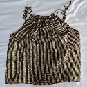 Madewell Black Gold Metalic Tie Strap top